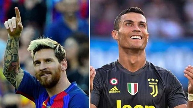লিওনেল মেসি ও ক্রিস্টিয়ানো রোনালদো। ছবি: এএফপি