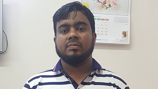 গ্রেপ্তার ওমর ফারুক। সাভার মডেল থানা, ৩ মার্চ। ছবি: প্রথম আলো