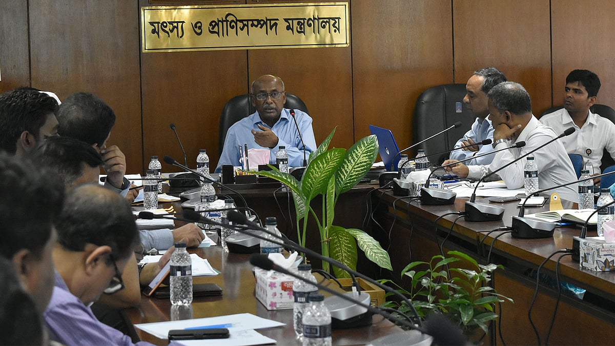 মৎস্য ও প্রাণিসম্পদ মন্ত্রণালয়ের সভাকক্ষে কথা বলছেন প্রতিমন্ত্রী। ছবি: সংগৃহীত