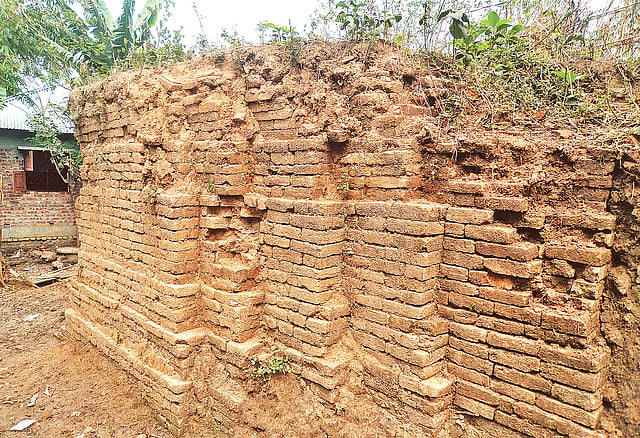 রক্ষণাবেক্ষণ না করায় গাইবান্ধার গোবিন্দগঞ্জ উপজেলার রাজাহার ইউনিয়নে বিরাট রাজার প্রত্নতাত্ত্বিক নিদর্শন ধ্বংস হয়ে যাচ্ছে।  ছবি: প্রথম আলো