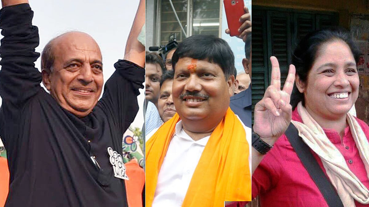 দীনেশ ত্রিবেদী, অর্জুন সিং ও গার্গী চট্টোপাধ্যায়। ছবি: ভাস্কর মুখার্জি।