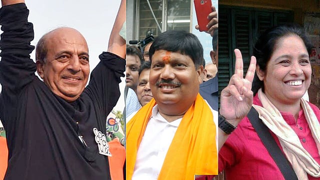 দীনেশ ত্রিবেদী, অর্জুন সিং ও গার্গী চট্টোপাধ্যায়। ছবি: ভাস্কর মুখার্জি।