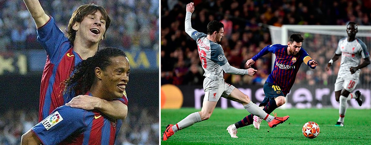 ২০০৫ সালের ১ মে বার্সেলোনার হয়ে প্রথম গোলটি করেছিলেন লিওনেল মেসি। ১৪ বছর পর সেই ১ মেতেই নিজের ৬০০তম গোলটি পেলেন আর্জেন্টাইন তারকা। ফাইল ছবি, এএফপি