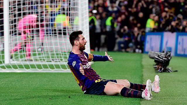 ফ্রি কিক থেকে দুর্দান্ত গোলের পর মেসি। ছবি: এএফপি