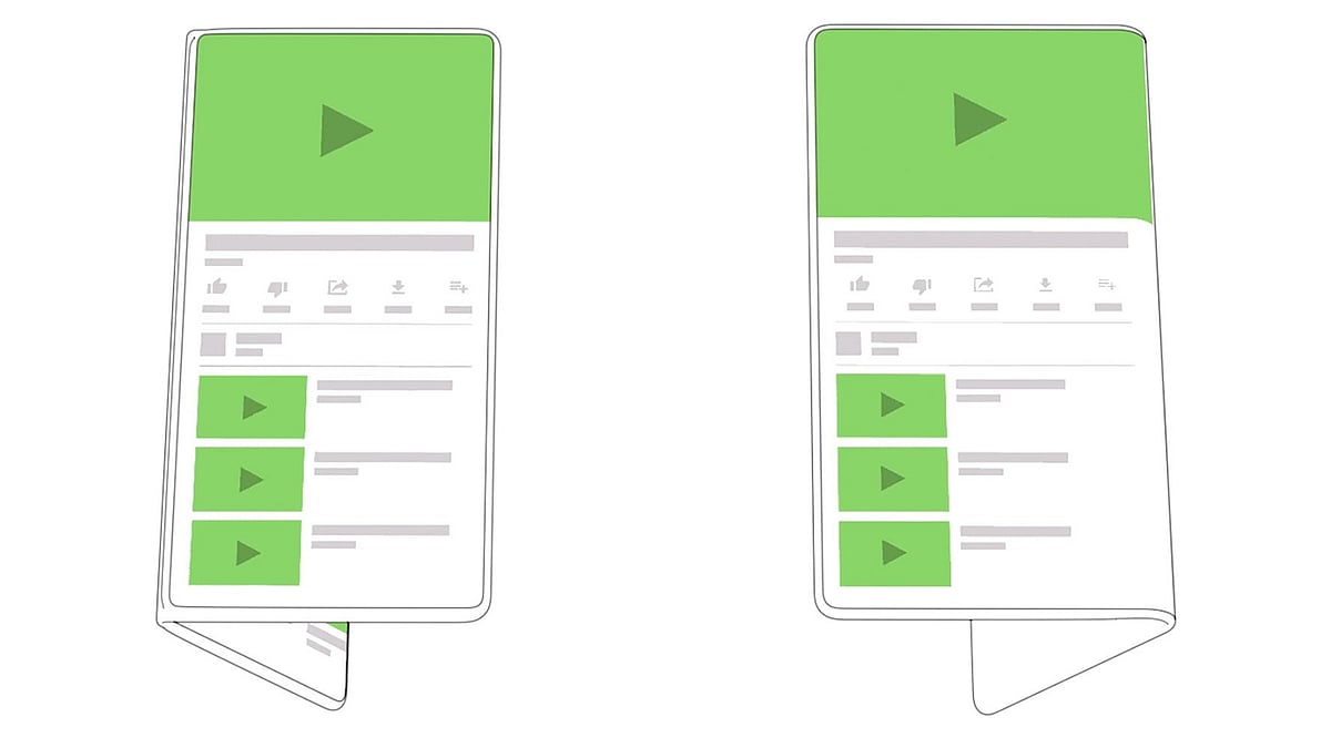 গুগলের ভাঁজ করা স্মার্টফোনের ধারণা। ছবি: গুগলের সৌজন্যে।