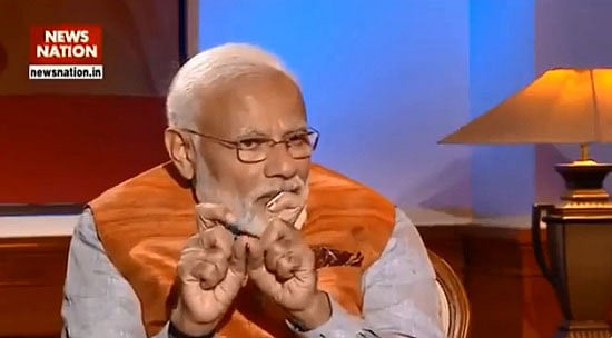 হিন্দিভাষী টেলিভিশন চ্যানেল নিউজ নেশনকে দেওয়া সাক্ষাৎকারে ভারতের প্রধানমন্ত্রী নরেন্দ্র মোদি। ছবিটি টুইটার থেকে নেওয়া