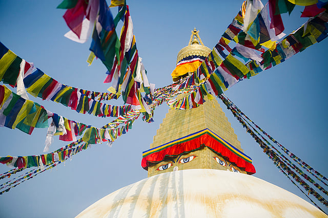 কাঠমান্ডুর ঐতিহাসিক বৌদ্ধনাথ স্তূপ।