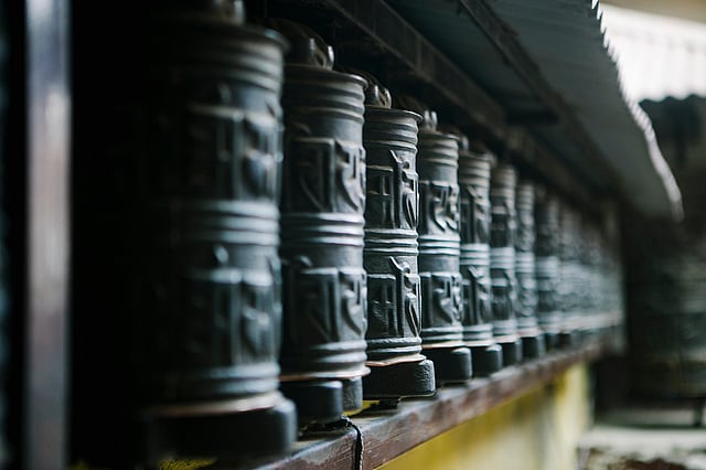 কাঠমান্ডুর বৌদ্ধনাথ স্তূপের প্রেয়ার হুইল।