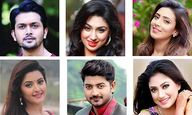 আরিফিন শুভ, অপু বিশ্বাস, বিদ্যা সিনহা মিম, পরীমনি, বাপ্পী, আঁচল। ছবি: সংগৃহীত