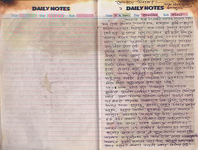 মুক্তিযোদ্ধা এছেম আলীর ডায়েরি। ছবি: সংগৃহীত