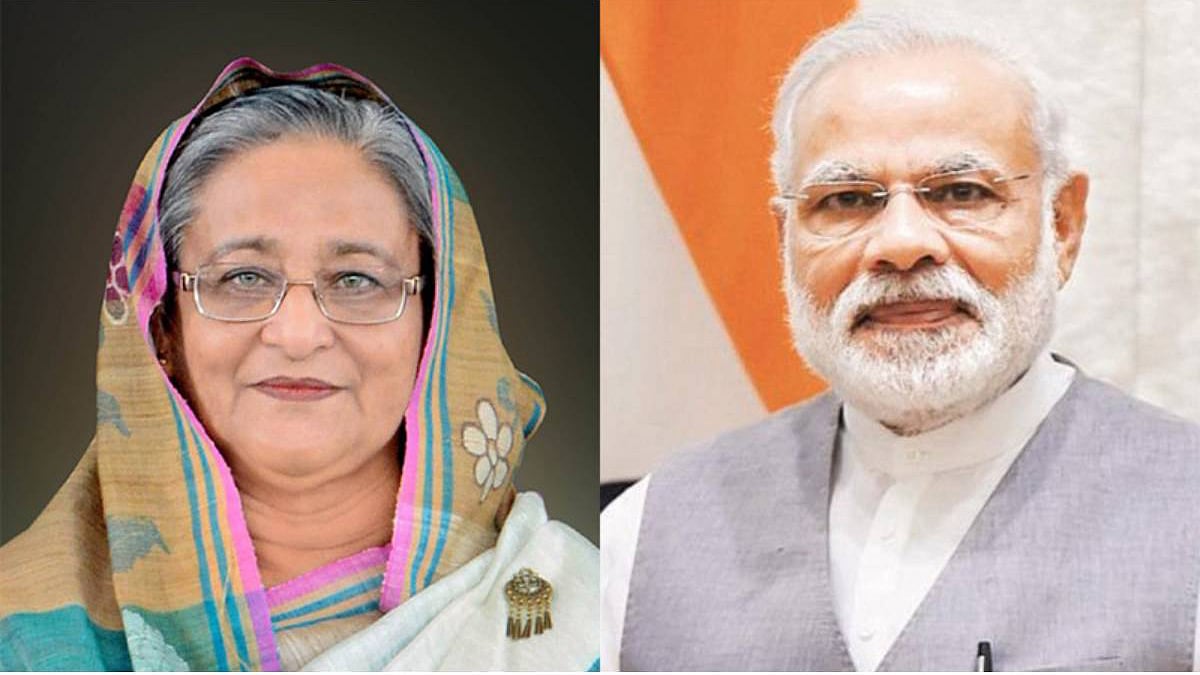 প্রধানমন্ত্রী শেখ হাসিন ও ভারতের প্রধানমন্ত্রী নরেন্দ্র মোদি। ছবি: ইউএনবি