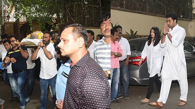 বাবার মরদেহ দিয়ে শেষযাত্রায় অজয় দেবগন, অজয়দের বাড়িতে ঢুকছেন ঐশ্বরিয়া ও অভিষেক বচ্চন