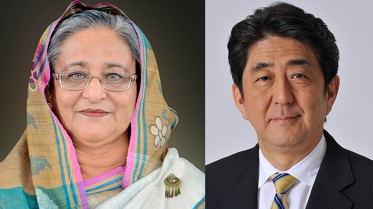 বাংলাদেশের প্রধানমন্ত্রী শেখ হাসিনা, জাপানের প্রধানমন্ত্রী শিনজো আবে।