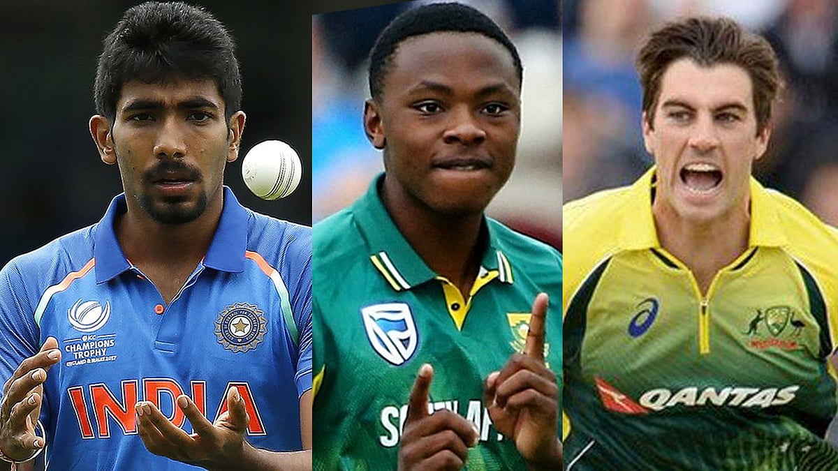 জসপ্রিত বুমরা, কাগিসো রাবাদা ও প্যাট কামিন্স । ছবি: এএফপি