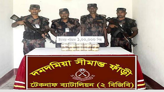 উদ্ধার হওয়া ইয়াবা বড়ি। ছবি: বিজিবির সৌজন্যে