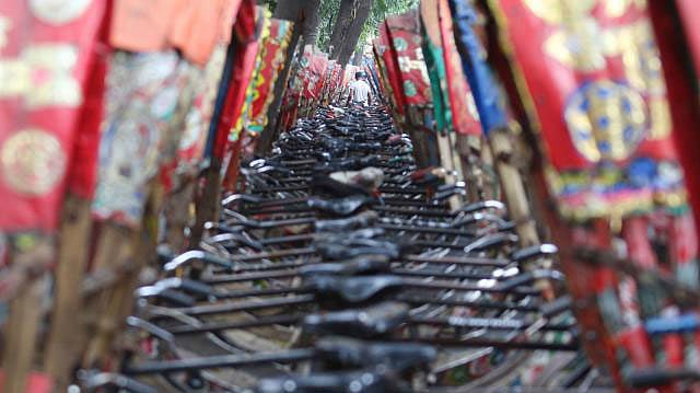 রিকশার সারি। ছবি: আবদুস সালাম