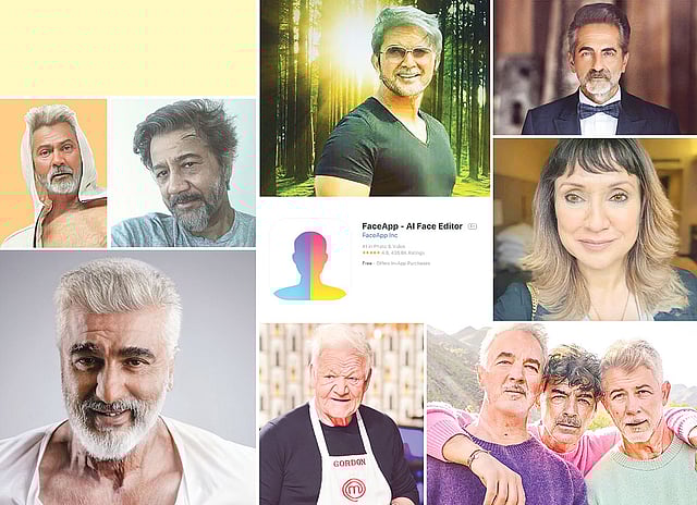 ফেসঅ্যাপে বুড়ো হওয়ার হুজুগে মেতেছেন দেশি–বিদেশি তারকারাও। আবার ভক্তরাও প্রিয় তারকার প্রবীণ চেহারা তৈরি করছেন এই অ্যাপ দিয়ে। এখানে দেখা যাচ্ছে ফেসঅ্যাপে করা কয়েকজন তারকার সম্ভাব্য বয়ষ্ক চেহারা (ঘড়ির কাঁটার দিকে) আরিফিন শুভ, আয়ুষ্মান খুরানা, সোনিয়া হোসেন, জোনাস ব্রাদার্স, গর্ডন রামসে, অর্জুন কাপুর, বরুণ ধাওয়ান ও প্রীতম হাসান।