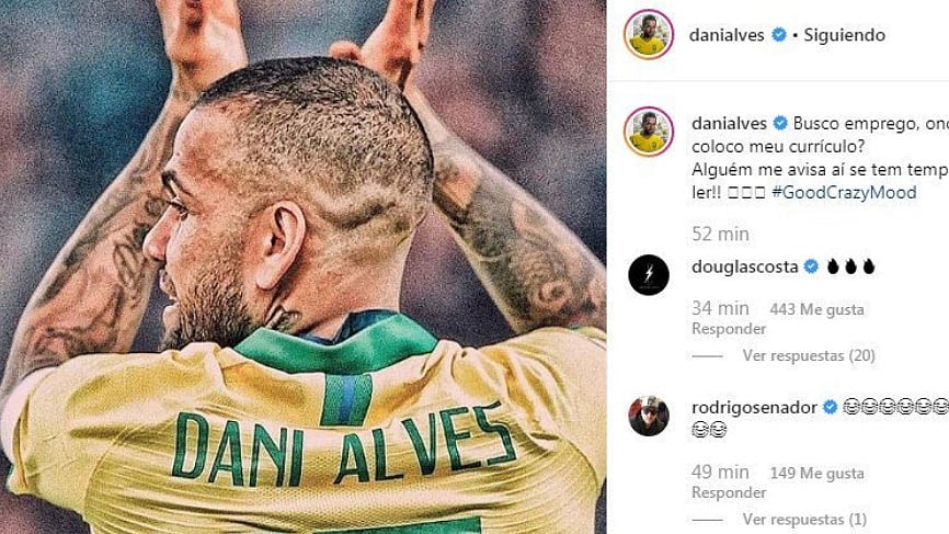 আলভেসের সেই পোস্ট। ছবি : আলভেসের ইনস্টাগ্রাম