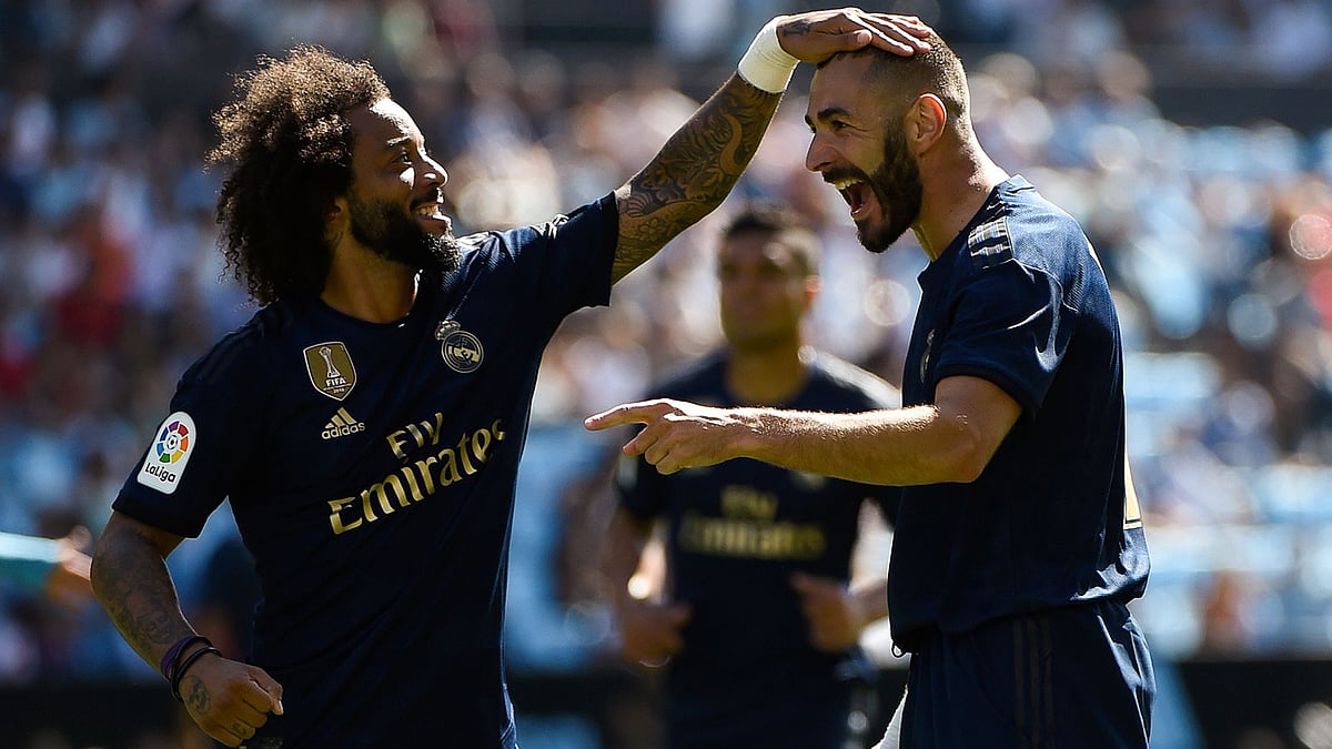 গত মৌসুমের ফর্ম ধরে রেখে প্রথম ম্যাচেও দলকে জয় এনে দিলেন বেনজেমা। ছবি: এএফপি