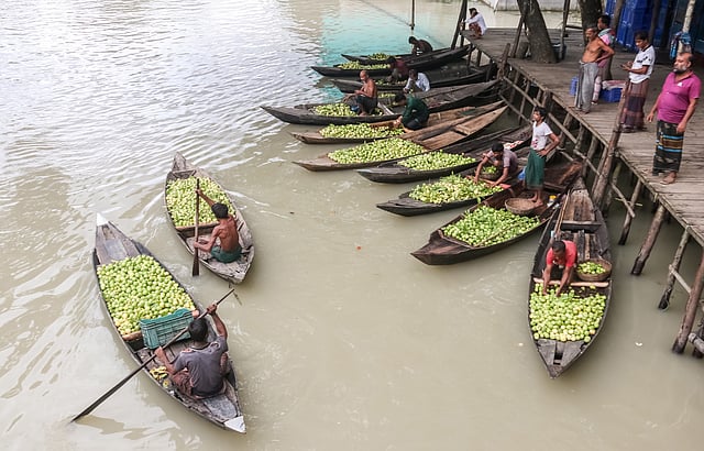 বাজারে উপস্থিত বিভিন্ন অঞ্চল হতে আসা ক্রেতারা