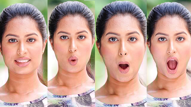 প্রথমে মুখ দিয়ে আই, ও, ই, এ উচ্চারণ করতে হবে। মডেল: সোহানী, ছবি: কবির হোসেন