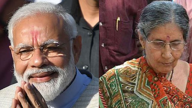 নরেন্দ্র মোদি ও যশোদাবেন। এএফপি ফাইল ছবি