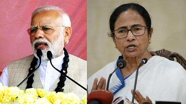 নরেন্দ্র মোদি ও মমতা বন্দ্যোপাধ্যায়। ছবি: ভাস্কর মুখার্জি