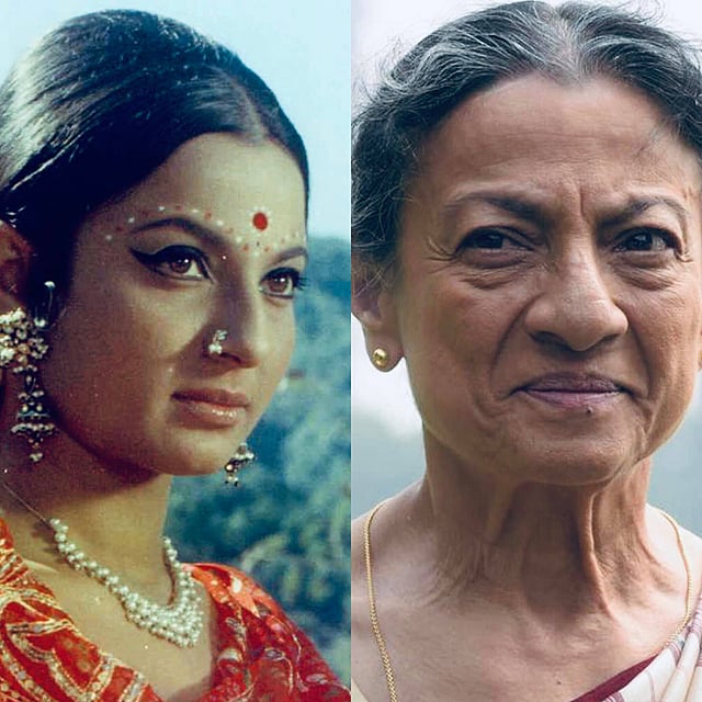 সেকালের তনুজা আর একালের তনুজা। ছবি: ফেসবুক থেকে নেওয়া