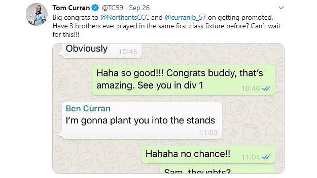 টম কুরানের সেই টুইট। ছবি: টুইটার