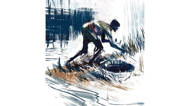 পালকিতে থাকা মূল্যবান সামগ্রী ঝুড়িতে পুরে তৎক্ষণাৎ পগারপার হলো চোর, শিল্পীর চোখে সেকালের চৌর্যবৃত্তি।  অলংকরণ: আরাফাত করিম