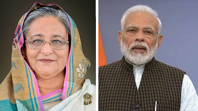 বাংলাদেশের প্রধানমন্ত্রী শেখ হাসিনা ও ভারতের প্রধানমন্ত্রী নরেন্দ্র মোদি।