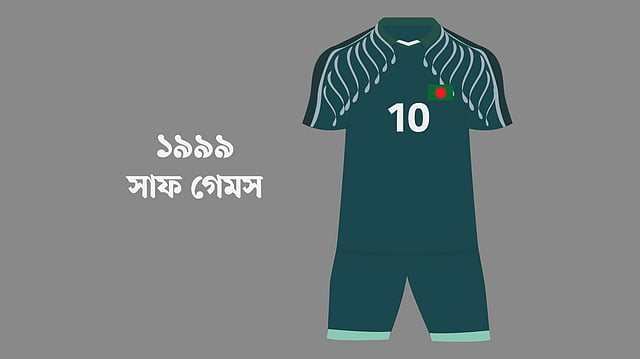 বাংলাদেশের ফুটবলের প্রথম সাফল্য এ জার্সিতে। ছবি: প্রথম আলো