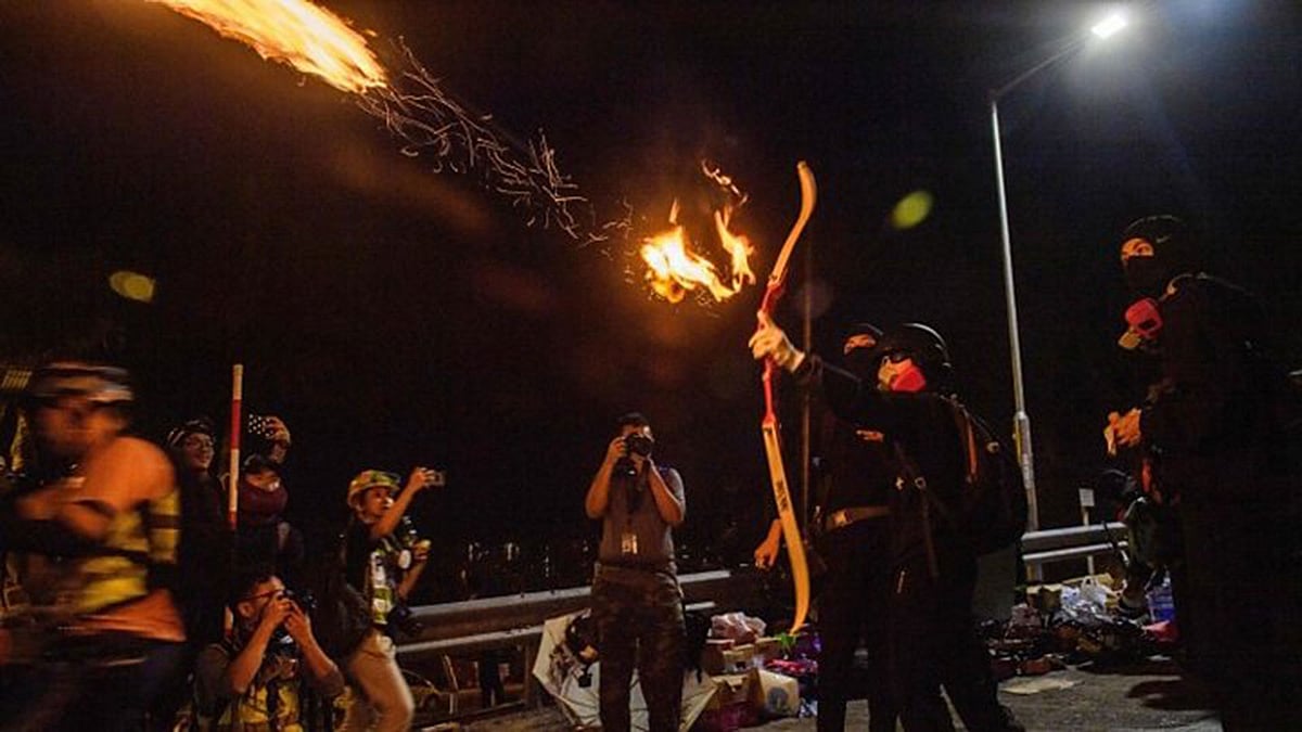 হংকংয়ে চলতি সপ্তাহে বিক্ষোভ তুঙ্গে উঠেছে। ছবি: বিবিসির সৌজন্যে