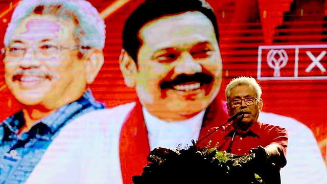 শ্রীলঙ্কার প্রেসিডেন্ট নির্বাচনের প্রচারে গোতাভায়া রাজাপক্ষে। ছবি: এএফপি