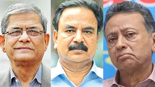 মির্জা ফখরুল ইসলাম আলমগীর, গয়েশ্বর চন্দ্র রায়, আমীর খসরু মাহমুদ চৌধুরী । ফাইল ছবি