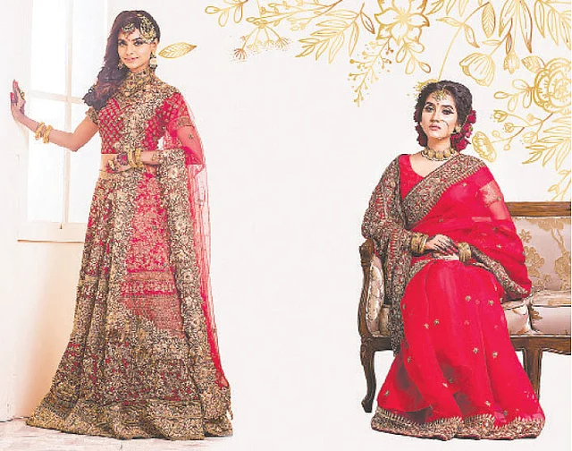 লাল লেহেঙ্গা ও লাল মসলিন