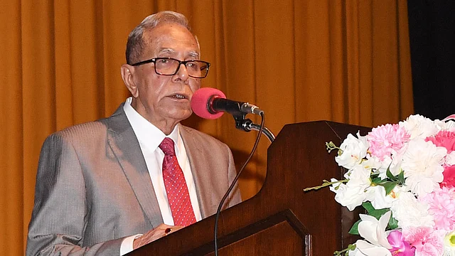 অনুষ্ঠানে বক্তব্য দেন রাষ্ট্রপতি মো. আবদুল হামিদ। ছবি: পিআইডি