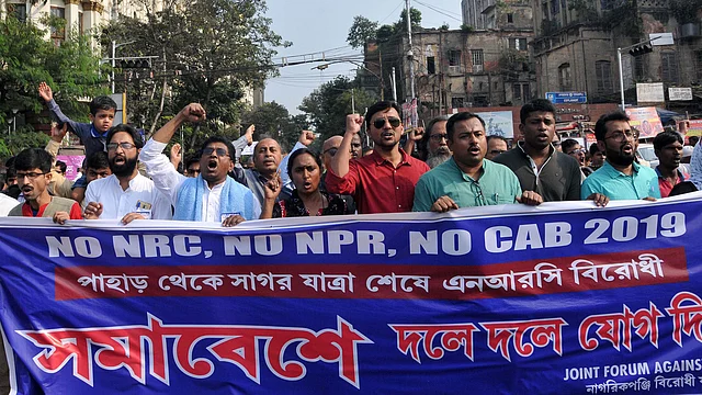 এনআরসির প্রতিবাদে কলকাতায় বিক্ষোভ। ছবি: ভাস্কর মুখার্জি