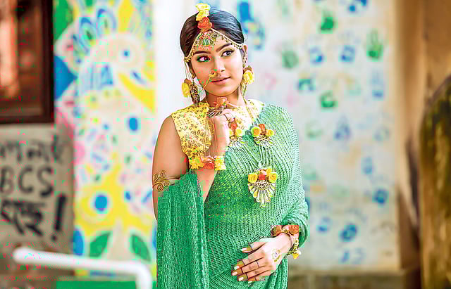 শাড়ি: বিবি প্রোডাকশনস গয়না: সিক্স ইয়ার্ডস স্টোরি, ছবি: সুমন ইউসুফ