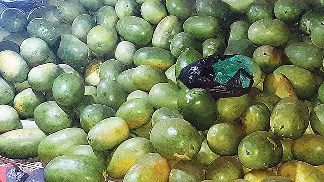 খেত থেকে আনা তরমুজ এনে স্তূপ করে রাখা হয়েছে টেকনাফ বাসস্টেশন এলাকার একটি আড়তে।  প্রথম আলো