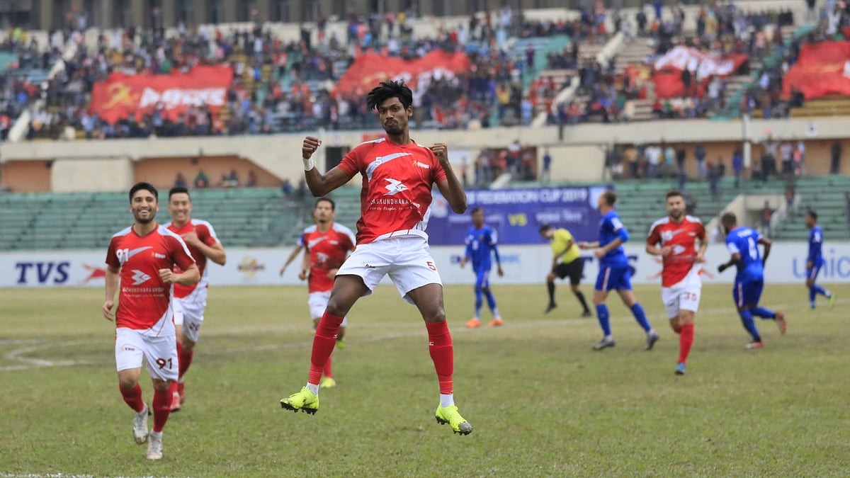 গতকাল গোল করেছেন তপু। ছবি: প্রথম আলো