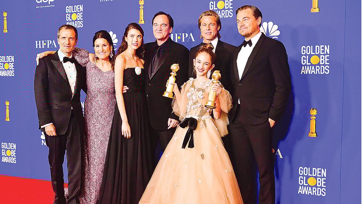 ওয়ান্স আপন আ টাইম ইন হলিউড ছবির কলাকুশলী, পরিচালক ও অভিনয়শিল্পীরা। গোল্ডেন গ্লোব পুরস্কার অনুষ্ঠানে । ছবি: এএফপি