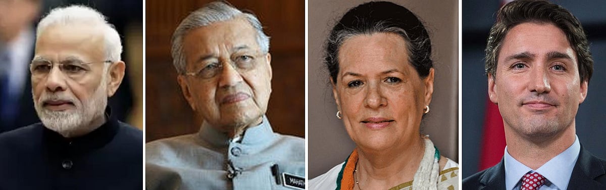 নরেন্দ্র মোদি,মাহাথির, সোনিয়া গান্ধী ও জাস্টিন ট্রুডো