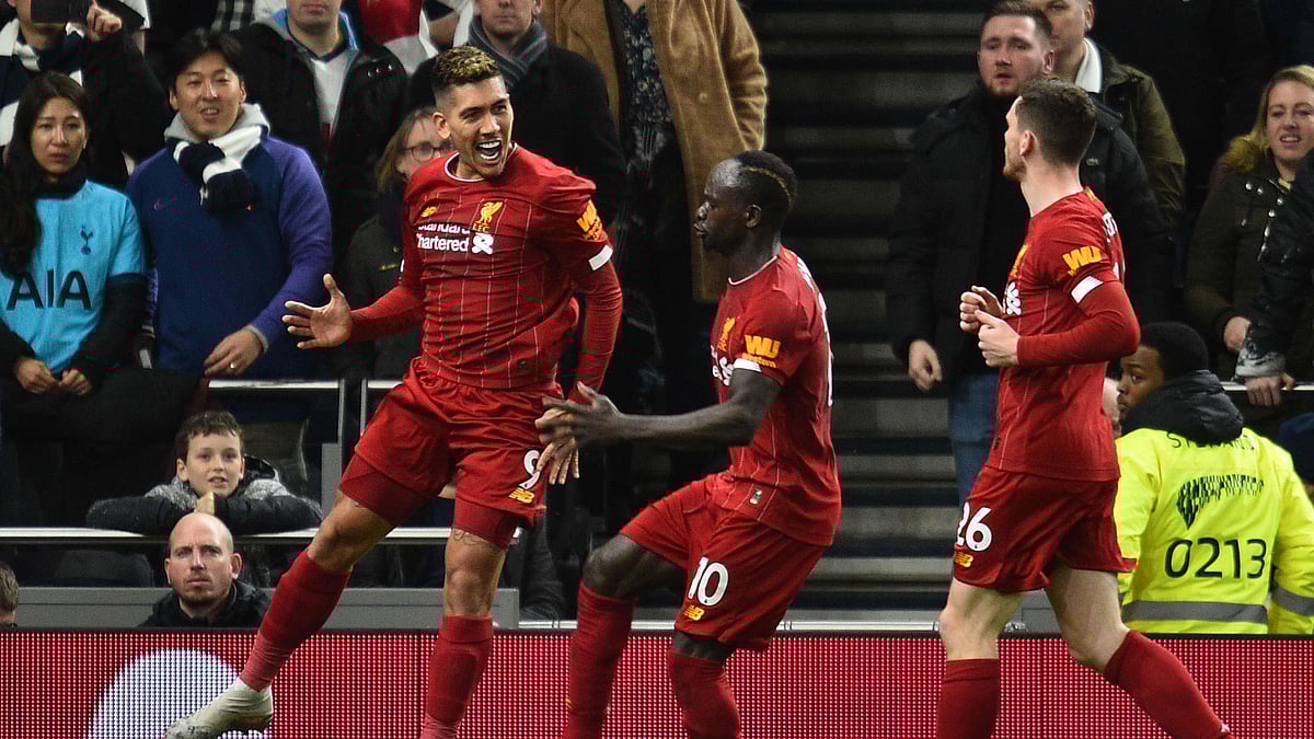 টটেনহামের বিপক্ষে গোলের পর ফিরমিনো। ছবি: এএফপি