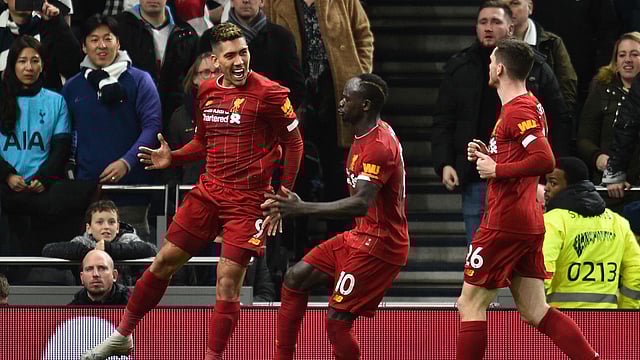 টটেনহামের বিপক্ষে গোলের পর ফিরমিনো। ছবি: এএফপি