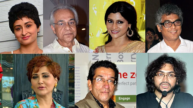 কলকাতার প্রখ্যাত অভিনেতা সব্যসাচী চক্রবর্তী, নাট্যব্যক্তিত্ব সুমন মুখোপাধ্যায়, অভিনেতা ধৃতিমান চট্টোপাধ্যায়, অভিনেত্রী স্বস্তিকা মুখোপাধ্যায়, গায়ক রূপম ইসলাম, অভিনেত্রী কঙ্কণা সেনশর্মা, অভিনেত্রী চিত্রাঙ্গদা। ছবি: ভাস্কর মুখার্জি