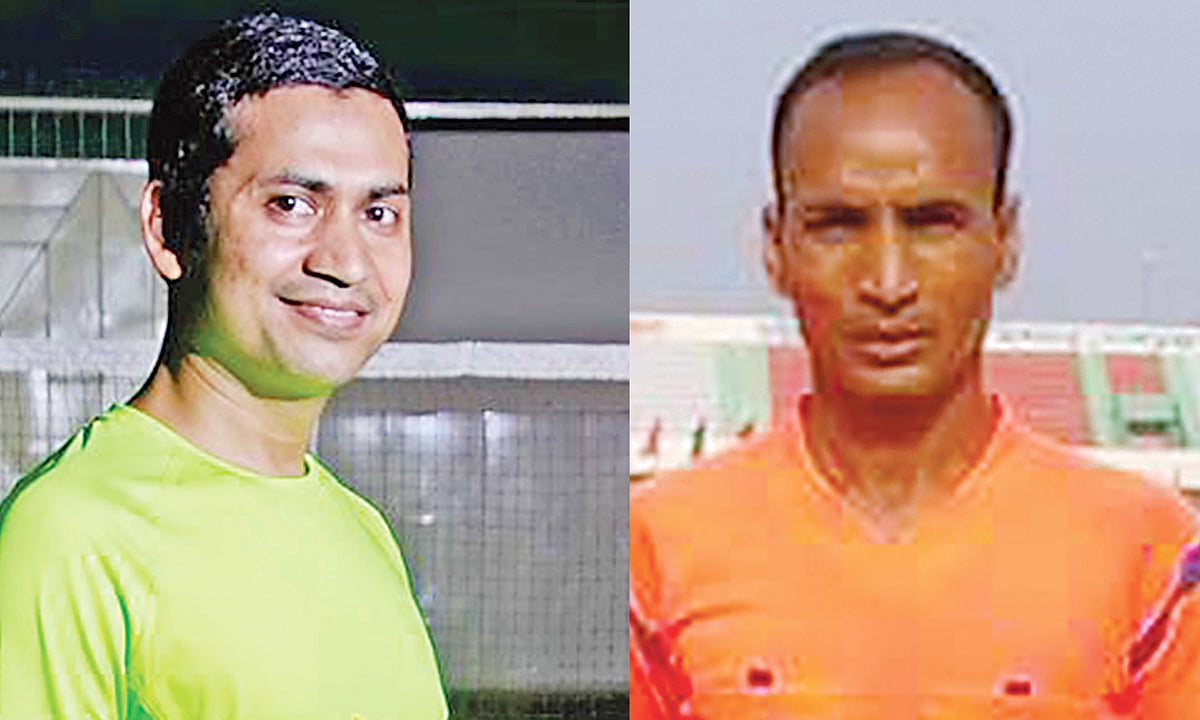 ব্যাডমিন্টন কোচ নিখিল চন্দ্র ধর ও ফিফা রেফারি বিটুরাজ বড়ুয়া