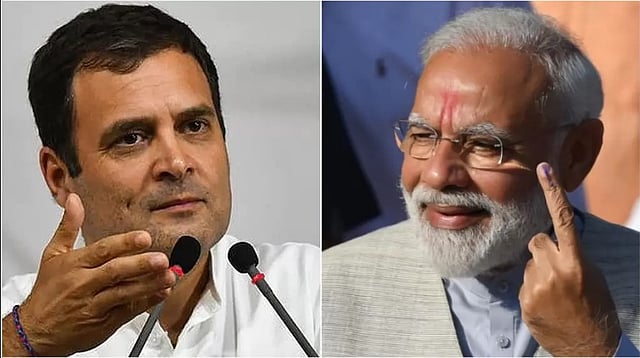 রাহুল গান্ধী ও নরেন্দ্র মোদি। ছবি: এএফপি