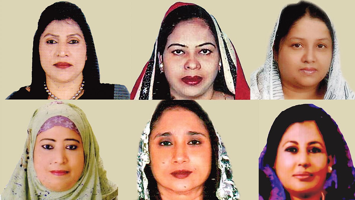 আলেয়া সারোয়ার, হেলেন আক্তার, শাহিদা মোর্শেদ, মেহেরুন নেছা, ফেরদৌসী আহমেদ, সাজেদা আলী