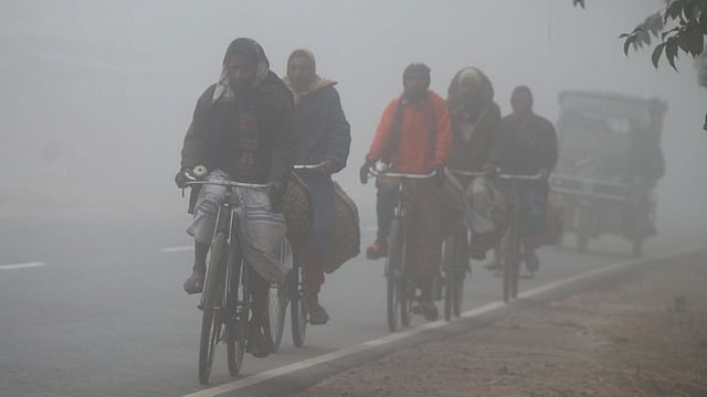 কাজে যাচ্ছেন সাইকেল আরোহীরা